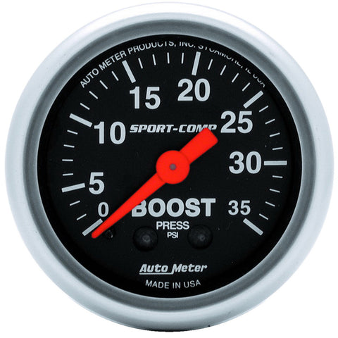 GAUGE, BOOST, 2 1/16in, 35PSI, MECHANICAL, SPORT-COMP