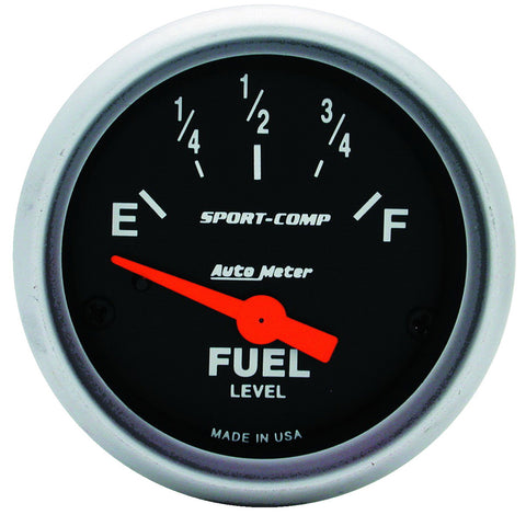 GAUGE, FUEL LEVEL, 2 1/16in, 0OE TO 30OF, ELEC, SPORT-COMP