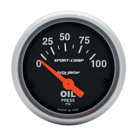 GAUGE, OIL PRESSURE, 2 1/16in, 100PSI, ELECTRIC, SPORT-COMP