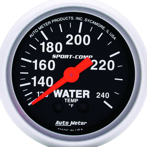 GAUGE, WATER TEMP, 2 1/16in, 120-240?F, MECHANICAL, SPORT-COMP