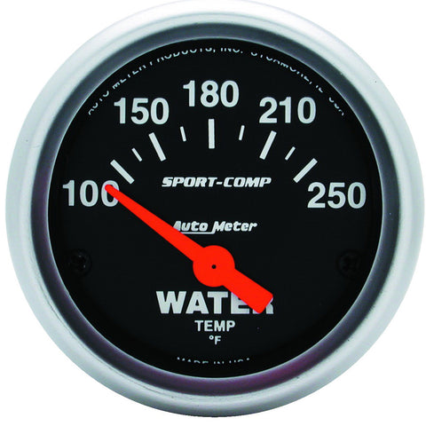 GAUGE, WATER TEMP, 2 1/16in, 100-250?F, ELECTRIC, SPORT-COMP