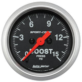 GAUGE, BOOST, 2 1/16in, 15PSI, DIGITAL STEPPER MOTOR, SPORT-COMP