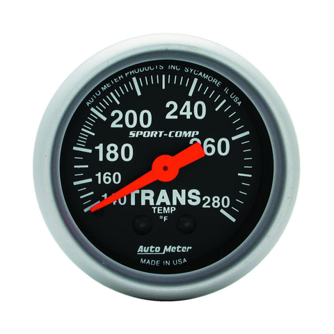 GAUGE, TRANS TEMP, 2 1/16in, 140-280?F, MECHANICAL, 8FT., SPORT-COMP