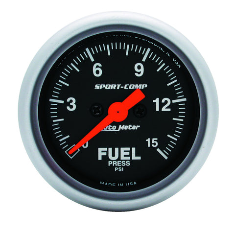 GAUGE, FUEL PRESSURE, 2 1/16in, 15PSI, DIGITAL STEPPER MOTOR, SPORT-COMP