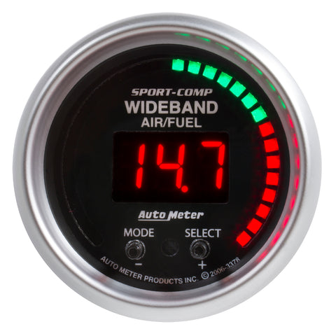 GAUGE, AIR/FUEL RATIO-PRO, 2 1/16in, 10:1-20:1, DIGITAL W/ PEAK & WARN, SC