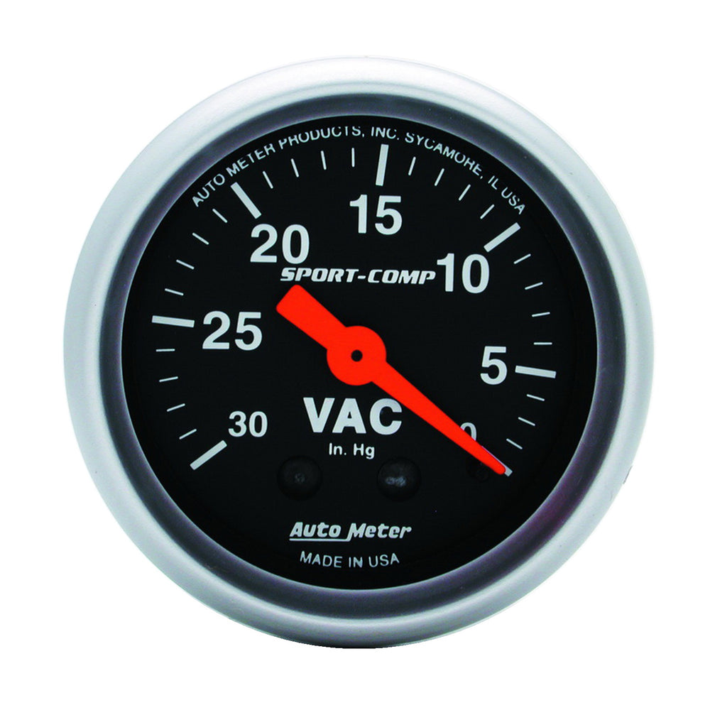 GAUGE, VACUUM, 2 1/16in, 30INHG, MECHANICAL, SPORT-COMP