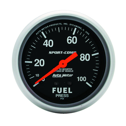 GAUGE, FUEL PRESSURE, 2 5/8in, 100PSI, MECHANICAL, SPORT-COMP