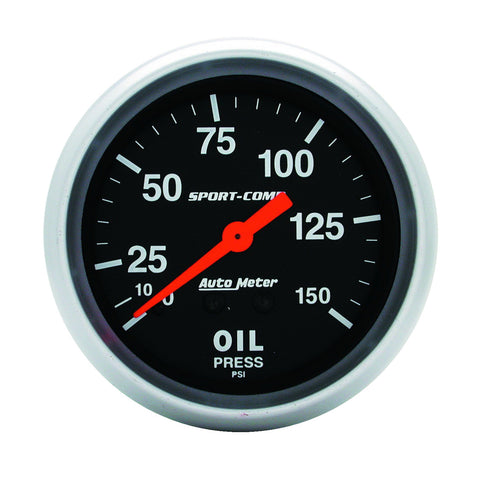 GAUGE, OIL PRESSURE, 2 5/8in, 150PSI, MECHANICAL, SPORT-COMP