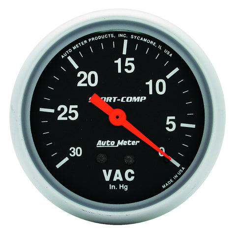 GAUGE, VACUUM, 2 5/8in, 30INHG, MECHANICAL, SPORT-COMP