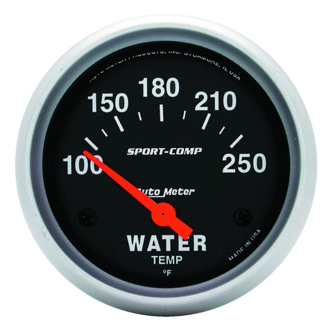 GAUGE, WATER TEMP, 2 5/8in, 100-250?F, ELECTRIC, SPORT-COMP