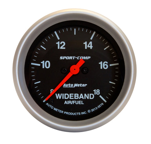 GAUGE, AIR/FUEL RATIO-WIDEBAND, ANALOG, 2 5/8in, 8:1-18:1, STPR MTR, SPORT-COMP