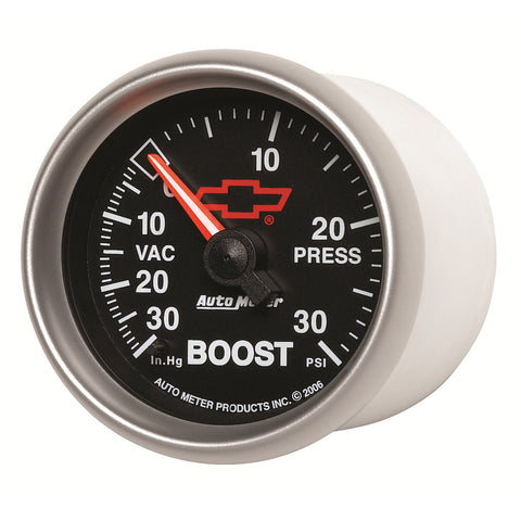 GAUGE, VAC/BOOST, 2 1/16in, 30INHG-30PSI, MECHANICAL, GM BOWTIE BLACK
