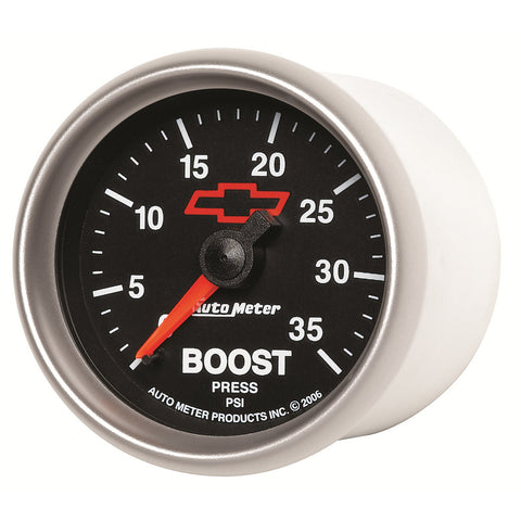 GAUGE, BOOST, 2 1/16in, 35PSI, MECHANICAL, GM BOWTIE BLACK