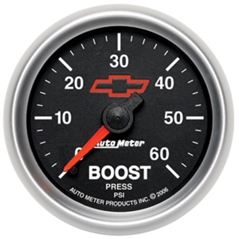 GAUGE, BOOST, 2 1/16in, 60PSI, MECHANICAL, GM BOWTIE BLACK