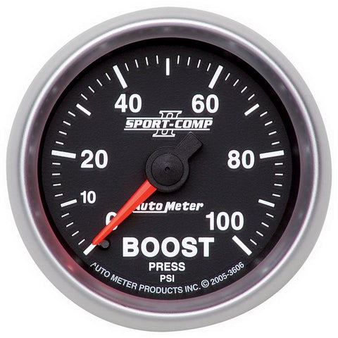 GAUGE, BOOST, 2 1/16in, 100PSI, MECHANICAL, SPORT-COMP II