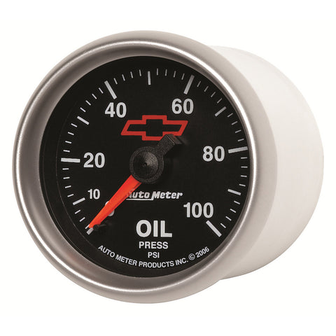 GAUGE, OIL PRESSURE, 2 1/16in, 100PSI, MECHANICAL, GM BOWTIE BLACK