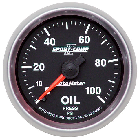 GAUGE, OIL PRESSURE, 2 1/16in, 100PSI, MECHANICAL, SPORT-COMP II