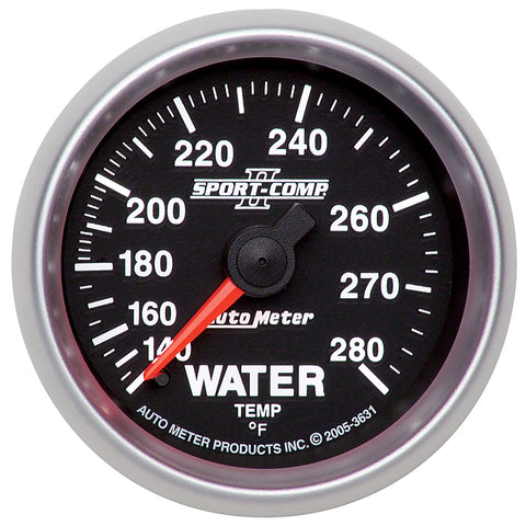 GAUGE, WATER TEMP, 2 1/16in, 140-280?F, MECHANICAL, SPORT-COMP II