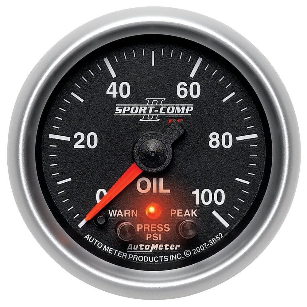 GAUGE, OIL PRESS, 2 1/16in, 100PSI, DIGITAL STPR MTR W/ PK & WRN, SPORT-COMP II