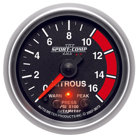 GAUGE, NITROUS PRESS, 2 1/16in, 1600PSI, STEPPER MOTOR W/PK & WRN, SPORT-COMP II