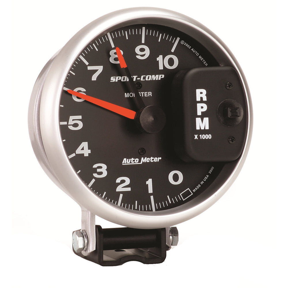 GAUGE, TACHOMETER, 5in, 10K RPM, PEDESTAL W/ RED LINE, SPORT-COMP