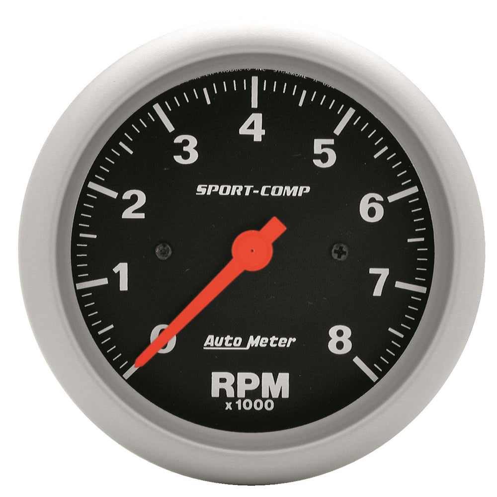 GAUGE, TACHOMETER, 3 3/8in, 8K RPM, IN-DASH, SPORT-COMP