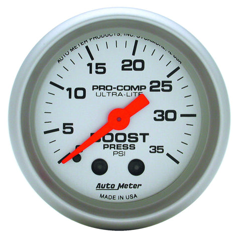 GAUGE, BOOST, 2 1/16in, 35PSI, MECHANICAL, ULTRA-LITE