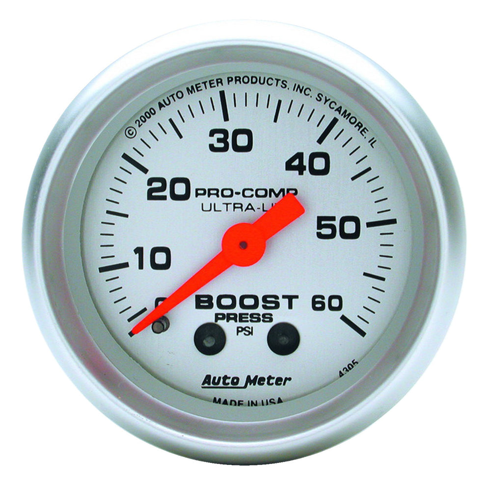 GAUGE, BOOST, 2 1/16in, 60PSI, MECHANICAL, ULTRA-LITE
