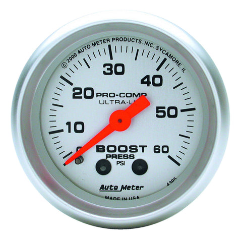 GAUGE, BOOST, 2 1/16in, 60PSI, MECHANICAL, ULTRA-LITE