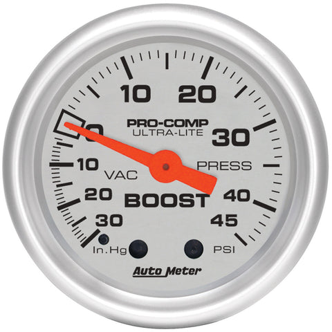 GAUGE, VAC/BOOST, 2 1/16in, 30INHG-45PSI, MECHANICAL, ULTRA-LITE