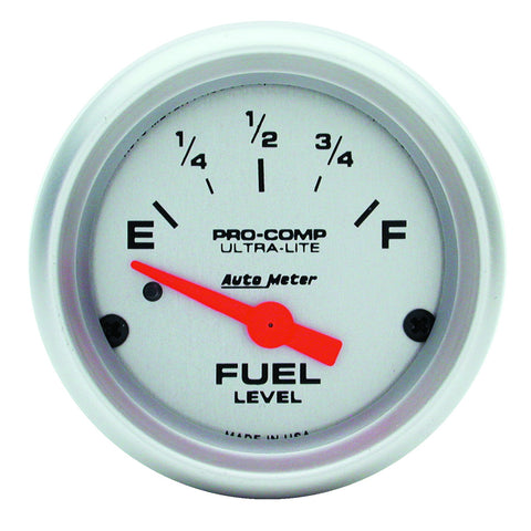 GAUGE, FUEL LEVEL, 2 1/16in, 0OE TO 90OF, ELEC, ULTRA-LITE