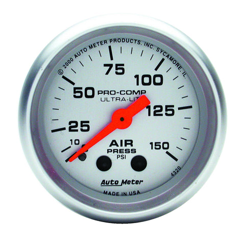 GAUGE, AIR PRESS, 2 1/16in, 150PSI, MECHANICAL, ULTRA-LITE