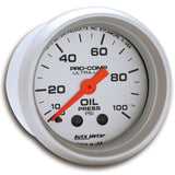 GAUGE, OIL PRESSURE, 2 1/16in, 100PSI, MECHANICAL, ULTRA-LITE