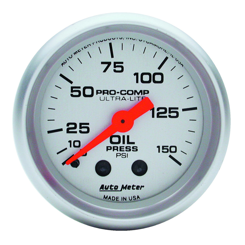 GAUGE, OIL PRESSURE, 2 1/16in, 150PSI, MECHANICAL, ULTRA-LITE