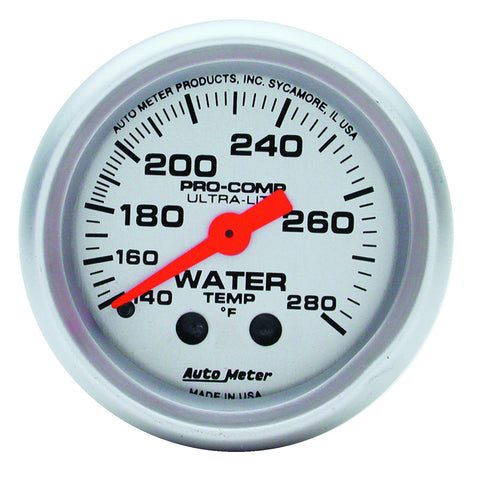 GAUGE, WATER TEMP, 2 1/16in, 140-280?F, MECHANICAL, ULTRA-LITE
