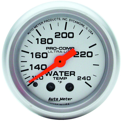 GAUGE, WATER TEMP, 2 1/16in, 120-240?F, MECHANICAL, ULTRA-LITE