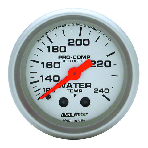 GAUGE, WATER TEMP, 2 1/16in, 120-240?F, MECHANICAL, 12FT., ULTRA-LITE