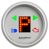 GAUGE, GEAR POS, 2 1/16in, INCL INDICATORS, SILVER DIAL, RED LED, SILVER BEZEL