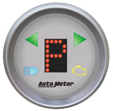 GAUGE, GEAR POS, 2 1/16in, INCL INDICATORS, SILVER DIAL, RED LED, SILVER BEZEL