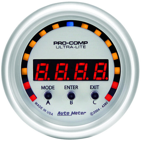 GAUGE, PERFORM METER, 2 1/16in, 1/4 MILE/HP/0-60/60-0/G FORCES, DIGITAL, UL