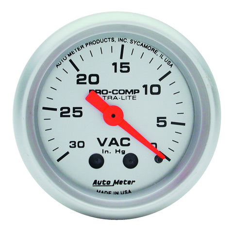 GAUGE, VACUUM, 2 1/16in, 30INHG, MECHANICAL, ULTRA-LITE