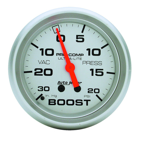 GAUGE, VAC/BOOST, 2 5/8in, 30INHG-20PSI, MECHANICAL, ULTRA-LITE