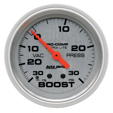 GAUGE, VAC/BOOST, 2 5/8in, 30INHG-30PSI, MECHANICAL, ULTRA-LITE