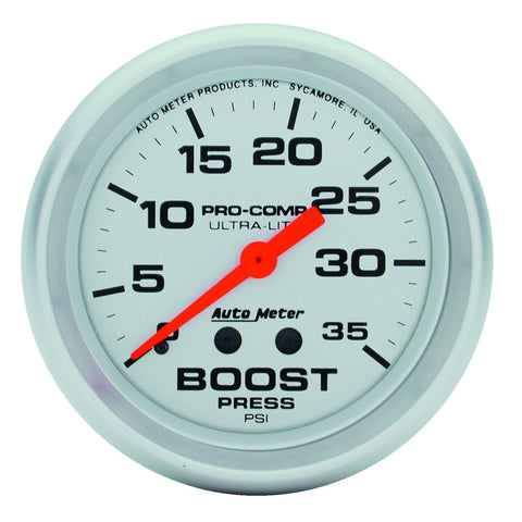 GAUGE, BOOST, 2 5/8in, 35PSI, MECHANICAL, ULTRA-LITE