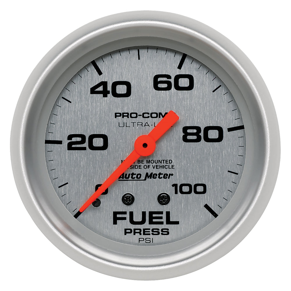 GAUGE, FUEL PRESSURE, 2 5/8in, 100PSI, MECHANICAL, ULTRA-LITE