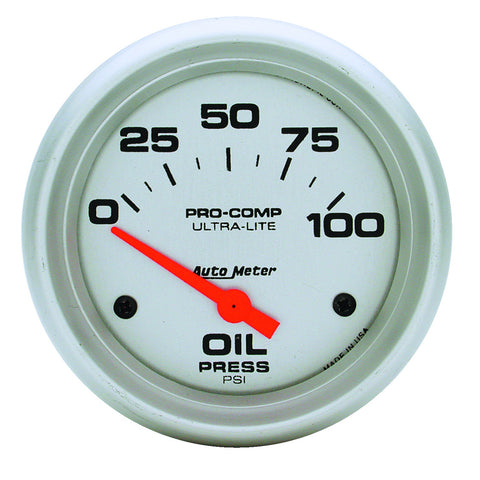 GAUGE, OIL PRESSURE, 2 5/8in, 100PSI, ELECTRIC, ULTRA-LITE