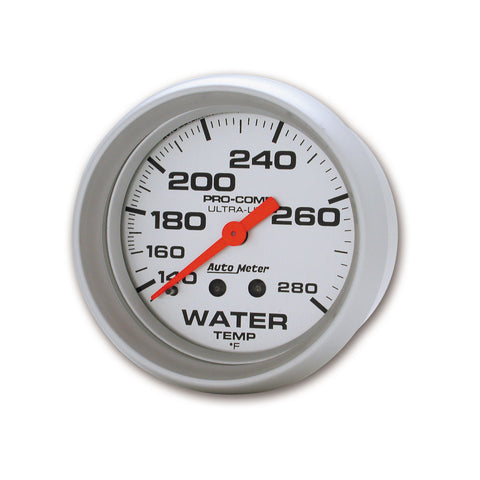 GAUGE, WATER TEMP, 2 5/8in, 140-280?F, MECHANICAL, ULTRA-LITE