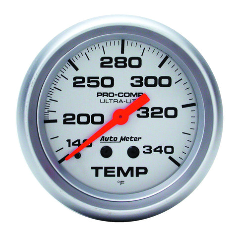 GAUGE, TEMPERATURE, 2 5/8in, 140-340?F, MECHANICAL, 8FT., ULTRA-LITE