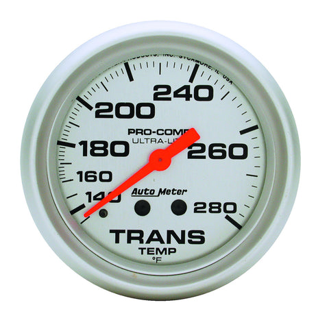 GAUGE, TRANSMISSION TEMP, 2 5/8in, 140-280?F, MECHANICAL, 8FT., ULTRA-LITE