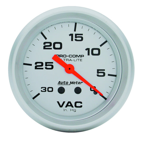 GAUGE, VACUUM, 2 5/8in, 30INHG, MECHANICAL, ULTRA-LITE